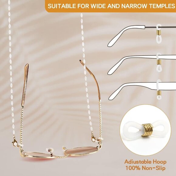 Eyeglasses Chain Beaded Pearl Mask Lanyard with Healing Crystals for Women - Picture 5 of 7